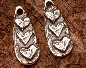 Trio of Hearts Dangle Charms in Sterling Silver CH-610 (TWO)
