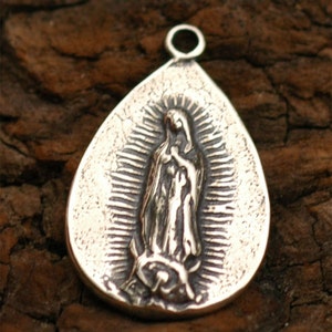 Passion of Christ Teardrop and Guadalupe Charm in Sterling Silver, SS-66 image 3