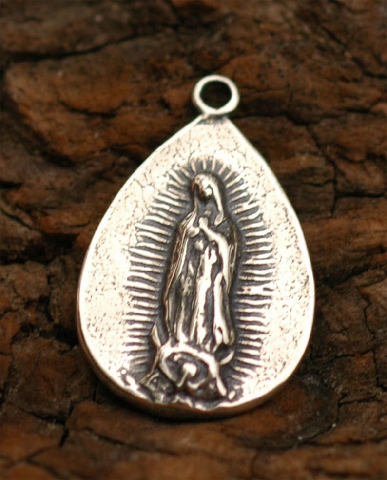 Passion of Christ Teardrop and Guadalupe Charm in Sterling Silver, SS-66 image 3