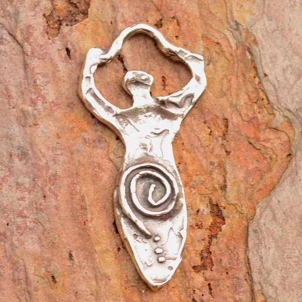 Goddess with Sacred Spiral in Sterling Silver, CatD-367