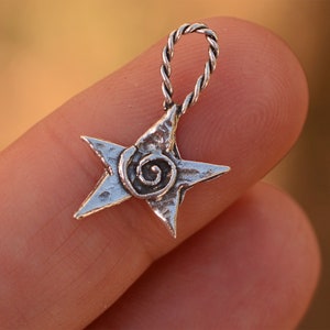 Kleiner Spiral Stern Anhänger, Sterling Silber, SS-1105 (EINS)