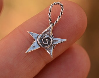 Small Spiral Star Charm, Sterling Silver, SS-1105 (ONE)