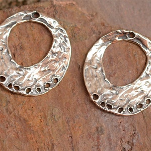 Bohemian Style Round Earring Findings with 7 Holes in Sterling Silver, CatD-98 (Pair)