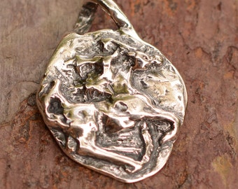 Horse Pendant, Sterling Silver Sculpted Pendant