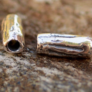 Artisan Long Tube Bead Sterling Silver, SS-19 (ONE)