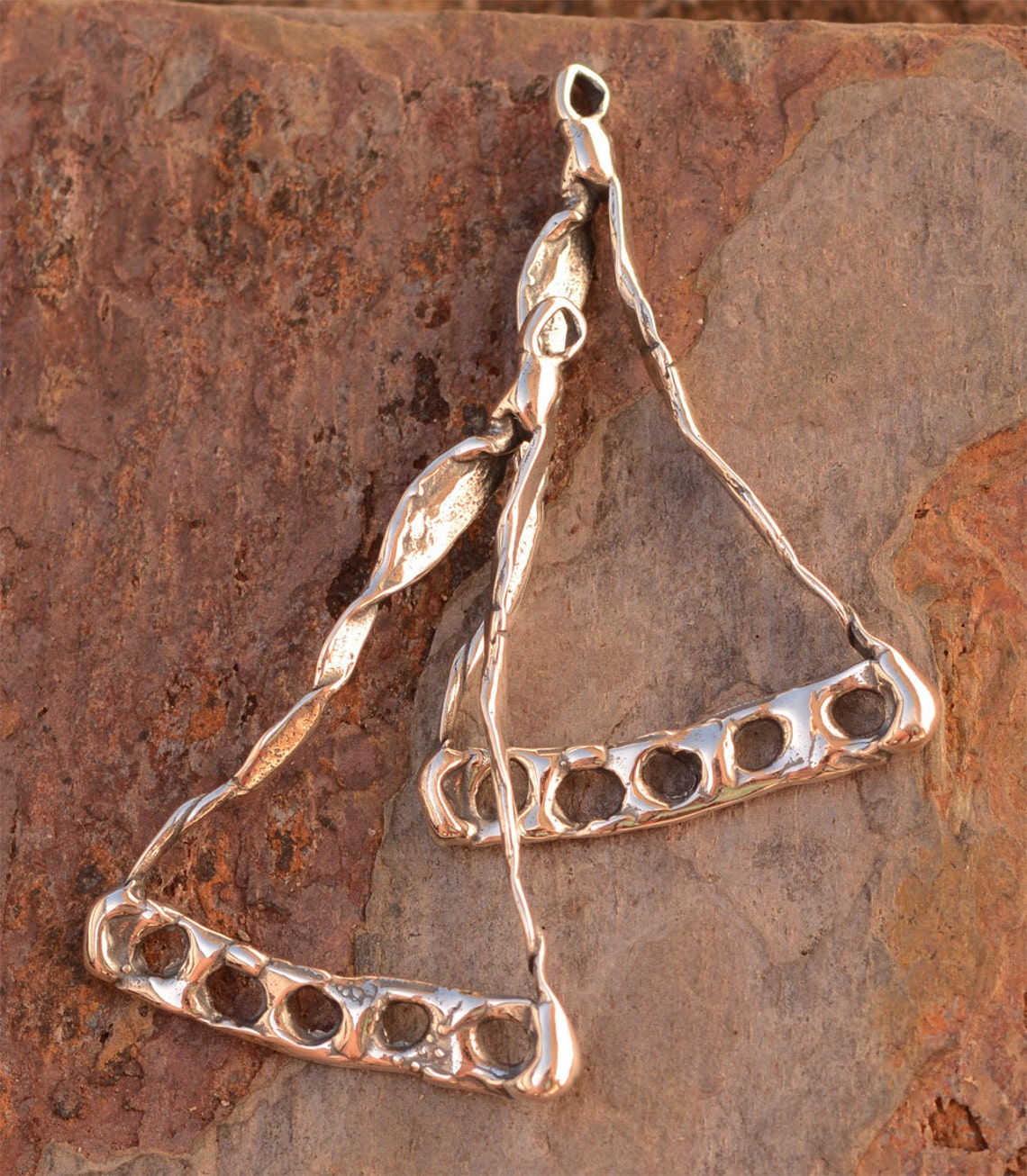 Organic Triangle Earring Chandeliers in Sterling Silver E639 Etsy