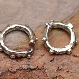 Artisan Dotted Open Jump Rings in Sterling Silver, CatD-9 Set of 2 image 3