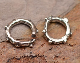 Artisan Dotted Open Jump Rings in Sterling Silver, CatD-9 (Set of 2)