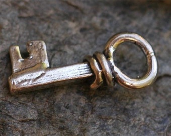 Key Charm Artisan Handcrafted Little Key in Sterling Silver