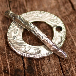 Toggle Clasp Sterling Silver Artisan Rustic Oval, SS-348 with Bar SS-151