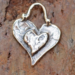 Layered Heart Charm, Small, in Sterling Silver, SS-208 (ONE)