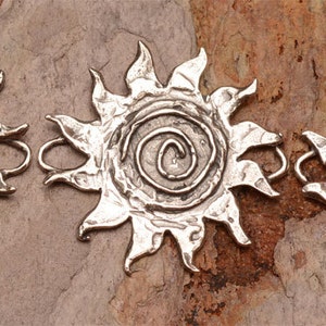 Sacred Spiral Sun Pendant or Link in Sterling Silver, SS-296 image 5