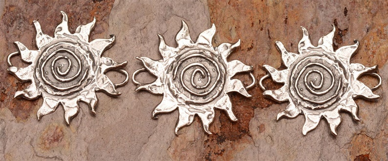 Sacred Spiral Sun Pendant or Link in Sterling Silver, SS-296 image 5