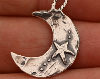 Silver Moon Charm, Moon with Shooting Star, CatD-822 (ONE)