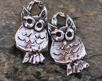 Two Sweet Tiny Owl Charm in Sterling Silver