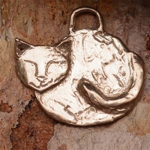 Artisan Handcrafted Peaceful Kitty Cat Pendant in Sterling Silver