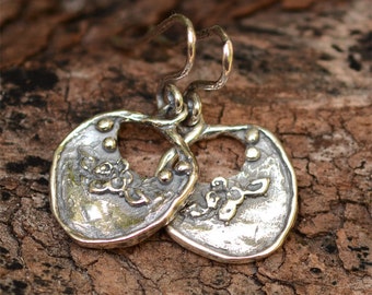 Artisan Flower Basket Earrings in Sterling Silver, Bohemian Earrings, Boho Earrings