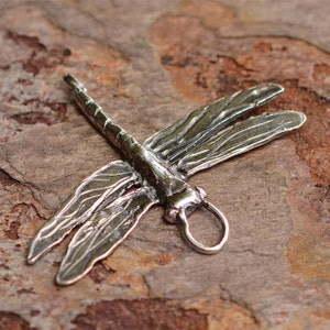 Artisan Dragonfly Pendant or Big Charm in Sterling Silver