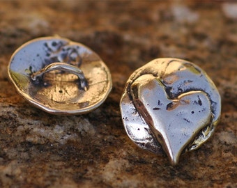 Sterling Silver Button with Heart