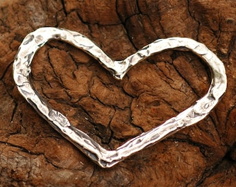 Big Open Heart Pendant in Sterling Silver, CatD-50