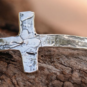 Sideways Cross Bracelet Link in Sterling Silver, CatD-612, Unconditional Love Cross
