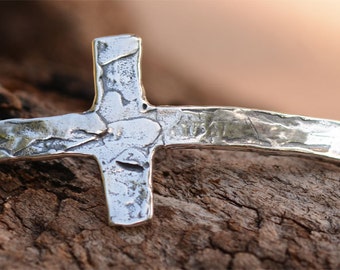 Sideways Cross Bracelet Link in Sterling Silver, CatD-612, Unconditional Love Cross