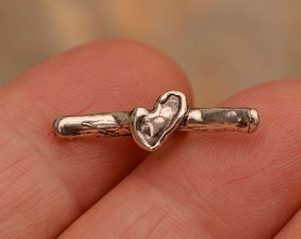 Artisan Toggle Bar with Heart in Sterling Silver, SS-7B