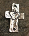 Cross w Heart Pendant or Link in Sterling Silver, SS-157