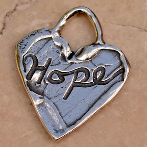 Hope on a Heart Sterling Silver Charm, H-363