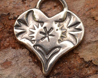 Southwest Heart Charm in Sterling Silver