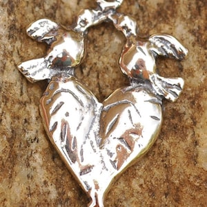 Heart with Two-Doves Pendant or Link in Sterling Silver R-112 (ONE Link)