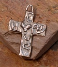Artisan Cross in Sterling Silver, Hope and Love Cross, CatD-438