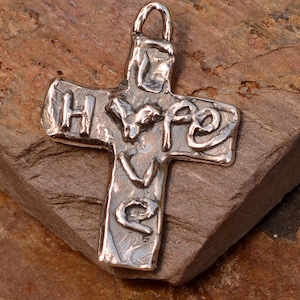 Artisan Cross in Sterling Silver, Hope and Love, SS-438