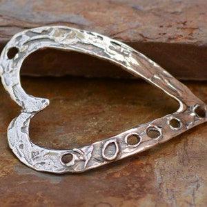 Sideways Heart Bracelet or Necklace Focal, Love One Another XO Heart in Sterling Silver, H-440
