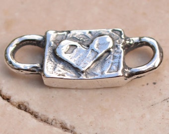 Chunky Heart Connector Link in Sterling Silver, SS-357 (ONE)