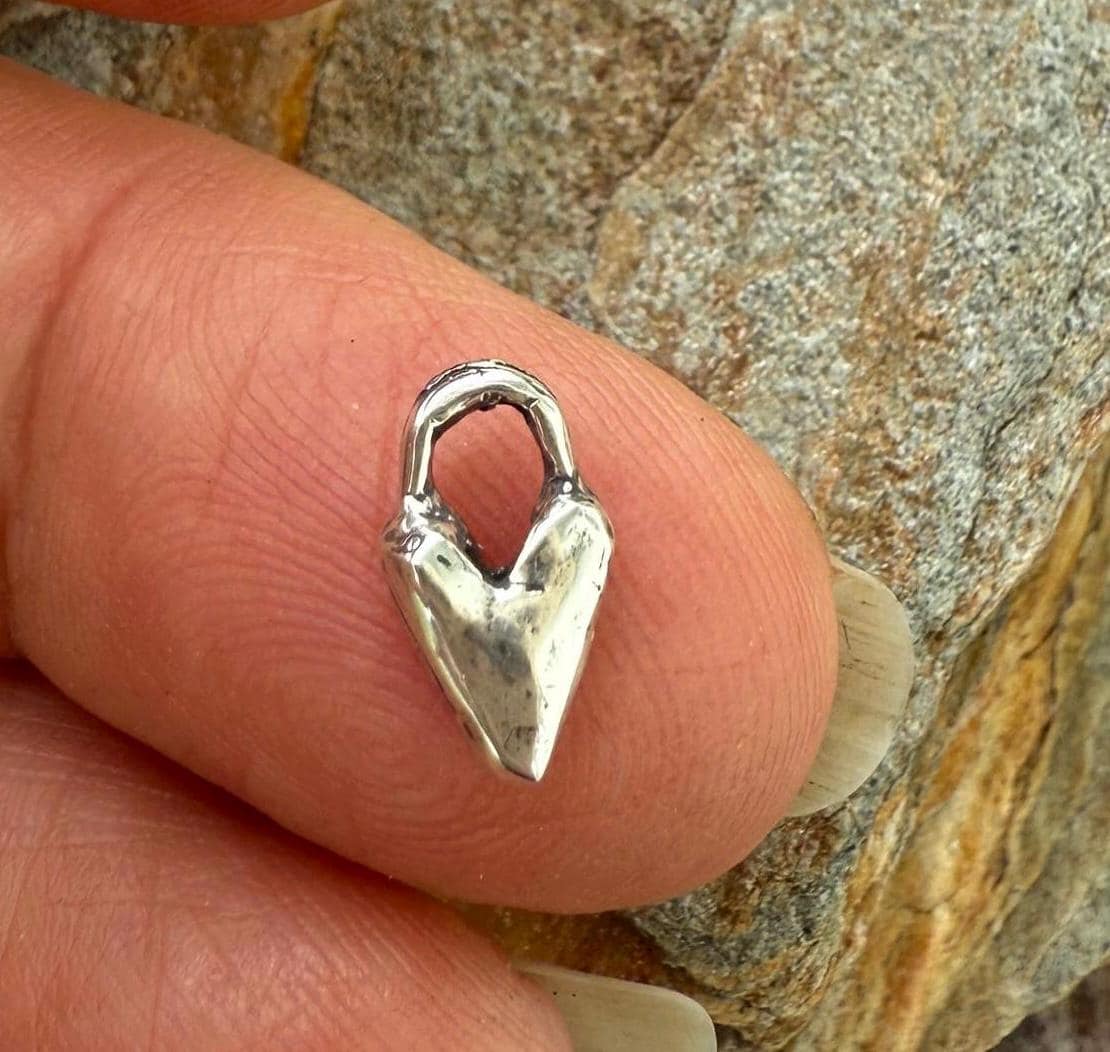 Tiny Puffy Heart Charm in Sterling Silver, SS-100