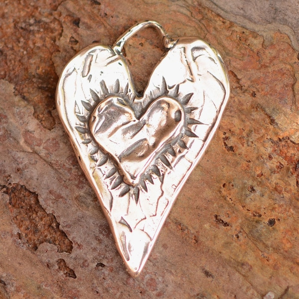 Long Layered Heart in Sterling Silver, SS-448