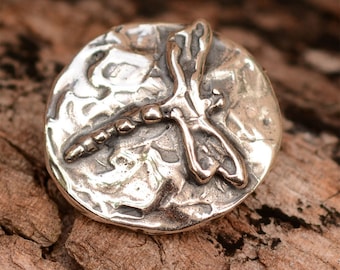 Artisan Dragonfly Button in Sterling Silver CatD-90