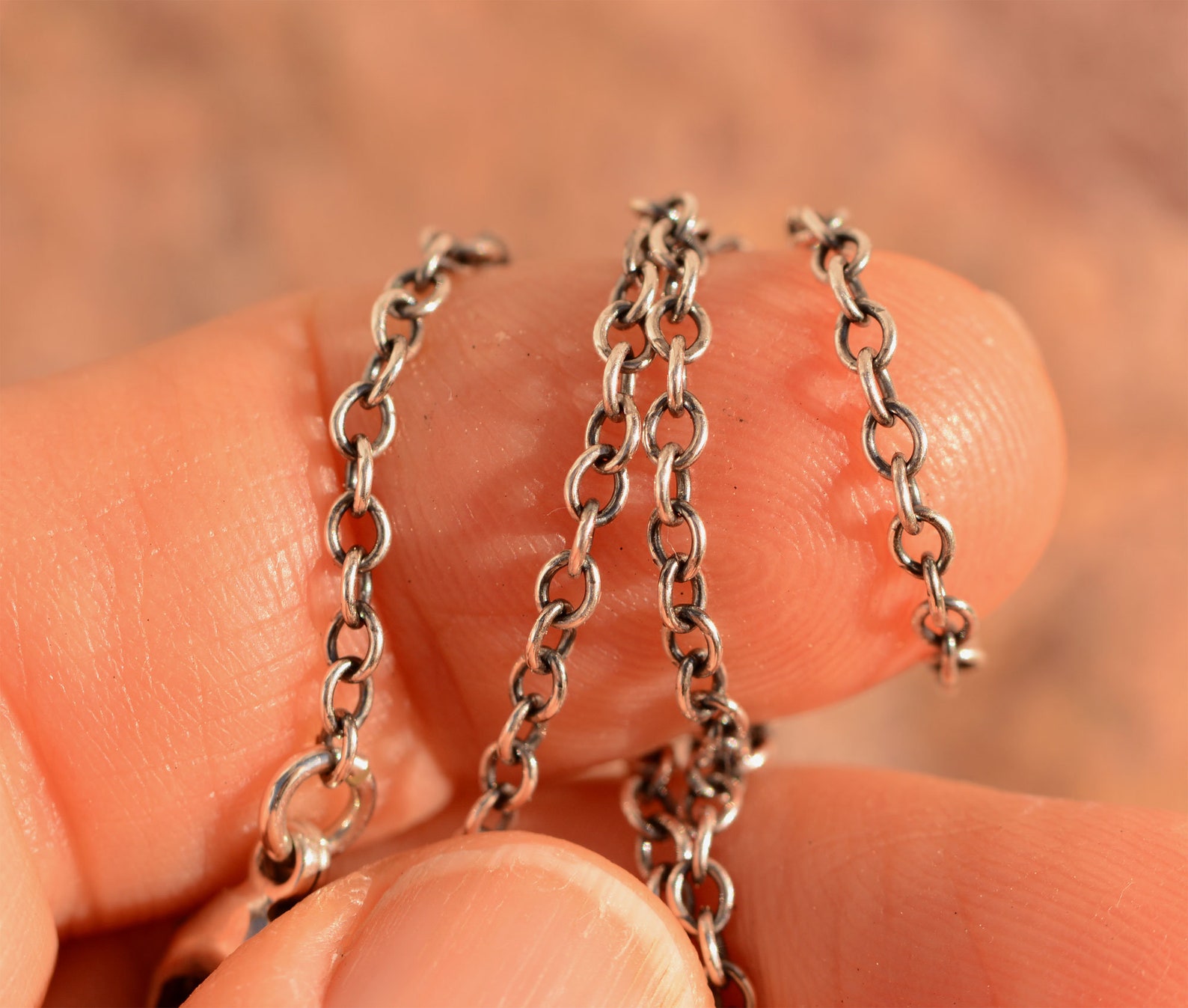 Hand Finished Chain in Sterling Silver, Light Weight Oxidized Chain, Catd-996 - Etsy
