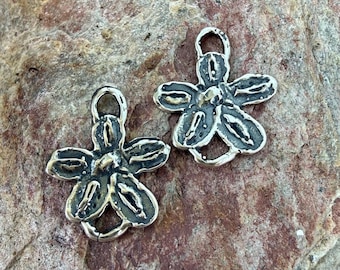 Artisan Flower Links in Sterling Silver, SS-444, (Set of 2)