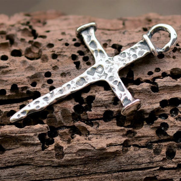 Rustic Nail Cross in Sterling Silver, CatD-359