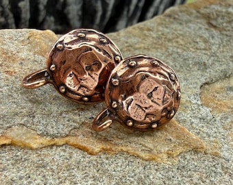 Dotted Earring Post Tops, Copper Bronze, with Loop CB-323 (Pair)