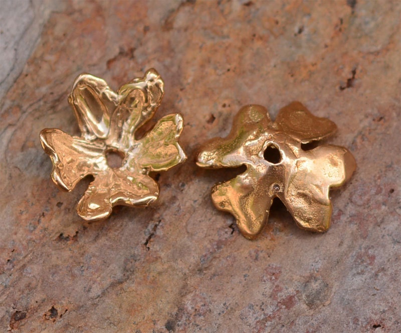 Gold Bronze Flower Shaped Ruffled Bead Caps Small Etsy
