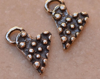 Tiny Dotted Heart Charms in Sterling Silver PX-253 (Set of 2)