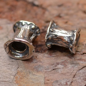 Dotted Tube Beads in Sterling Silver, SS-352 (Set of 2)