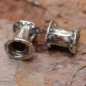 Dotted Tube Beads in Sterling Silver, SL-352 (Set of 2)