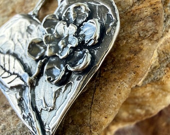 Artisan Flower Heart in Sterling Silver,  SS-471