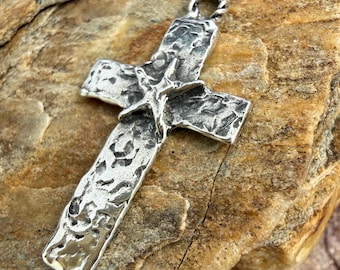 Kreuz mit Stern aus Sterlingsilber, SS-702A