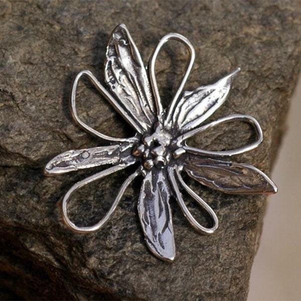 Flower Link or Pendant in Sterling Silver