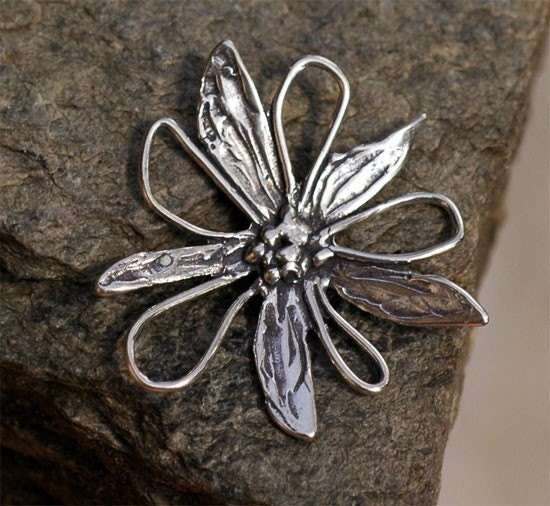 Flower Link or Pendant in Sterling Silver